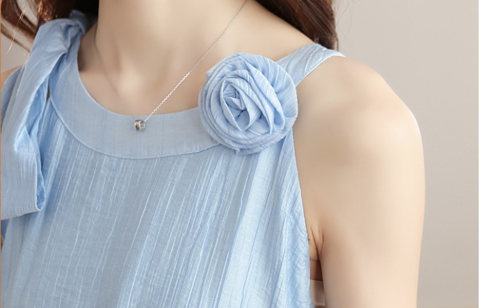 France style sleeveless dress pinched waist strap dress