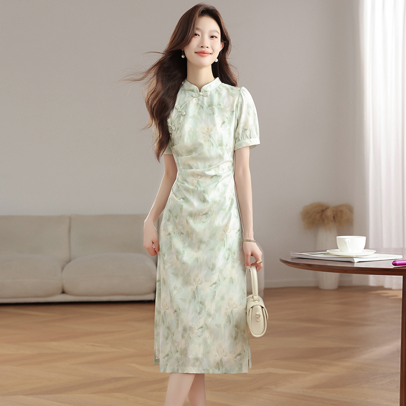 Thin summer cheongsam Chinese style dress for women