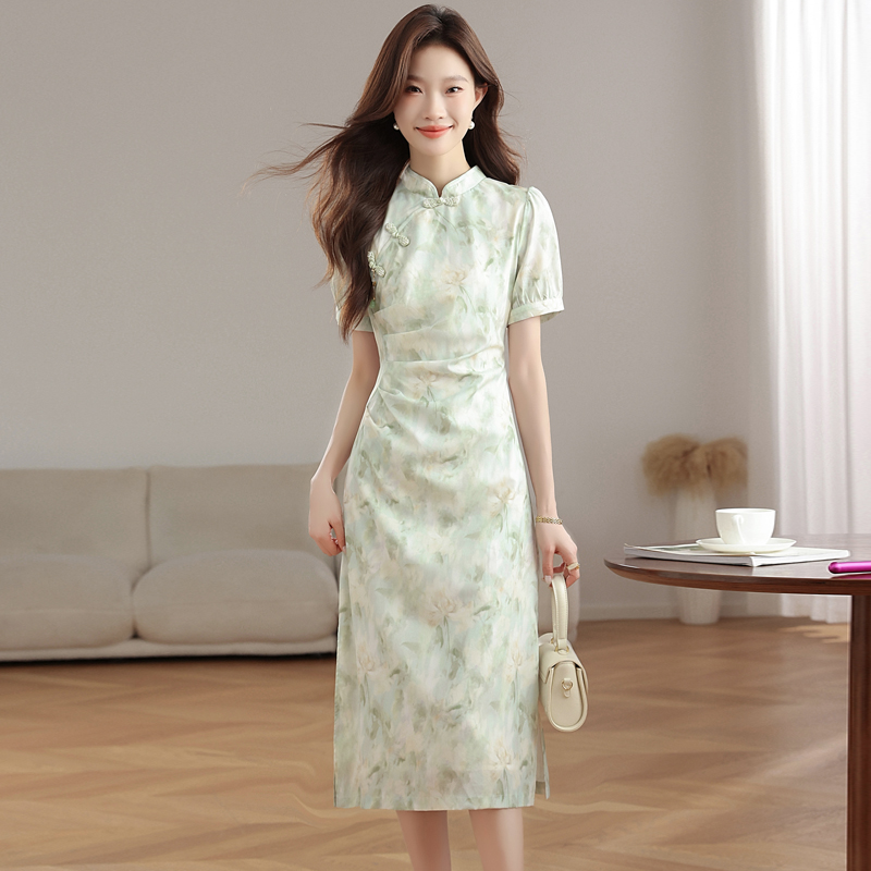 Thin summer cheongsam Chinese style dress for women