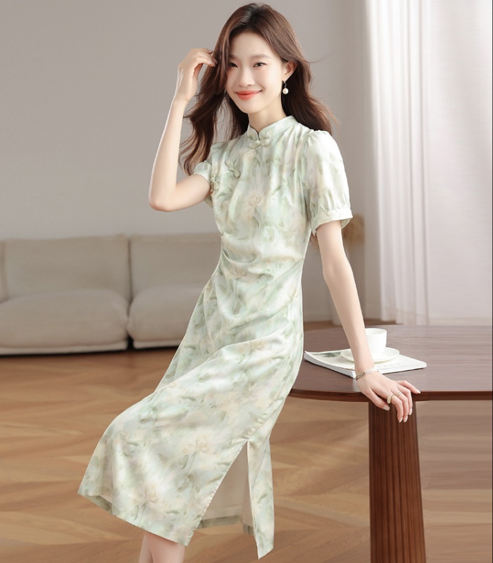 Thin summer cheongsam Chinese style dress for women