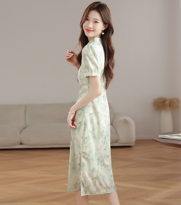 Thin summer cheongsam Chinese style dress for women
