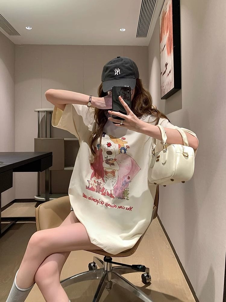 Cotton lovely printing pure cotton T-shirt for women