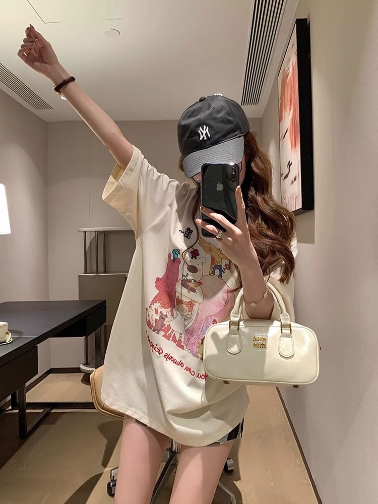 Cotton lovely printing pure cotton T-shirt for women