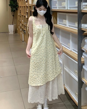 France style polka dot fresh long dress summer sling dress