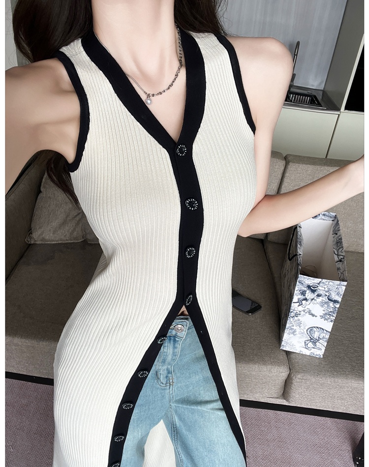 Swan slim long dress France style black-white cardigan