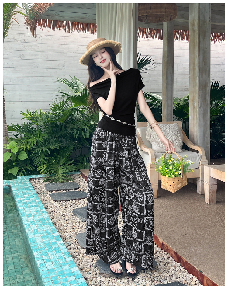 Big skirt simple T-shirt slim long skirt 2pcs set