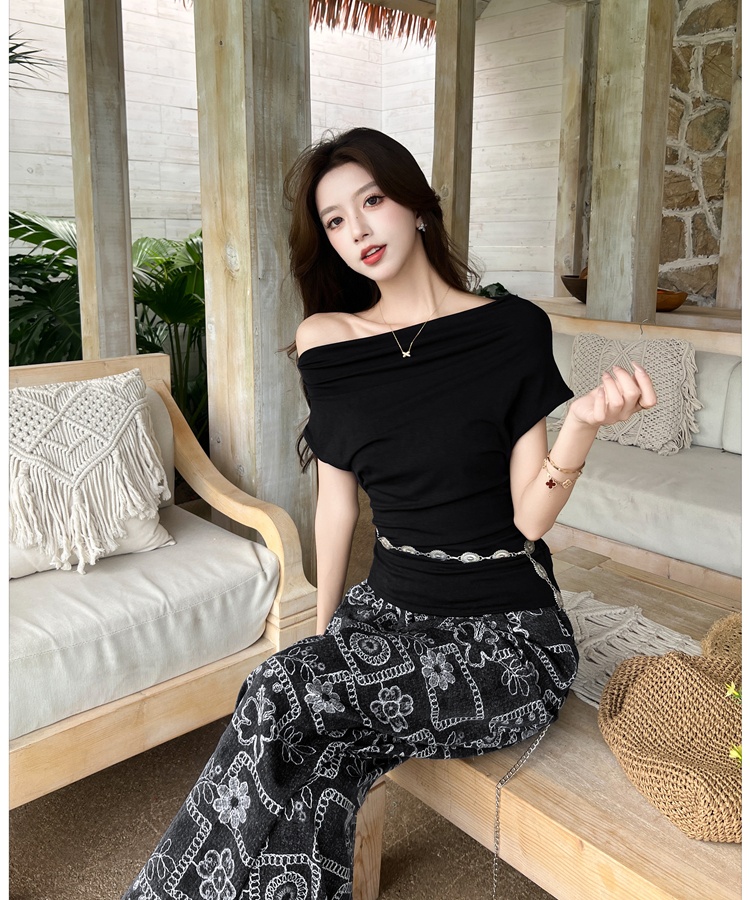 Big skirt simple T-shirt slim long skirt 2pcs set