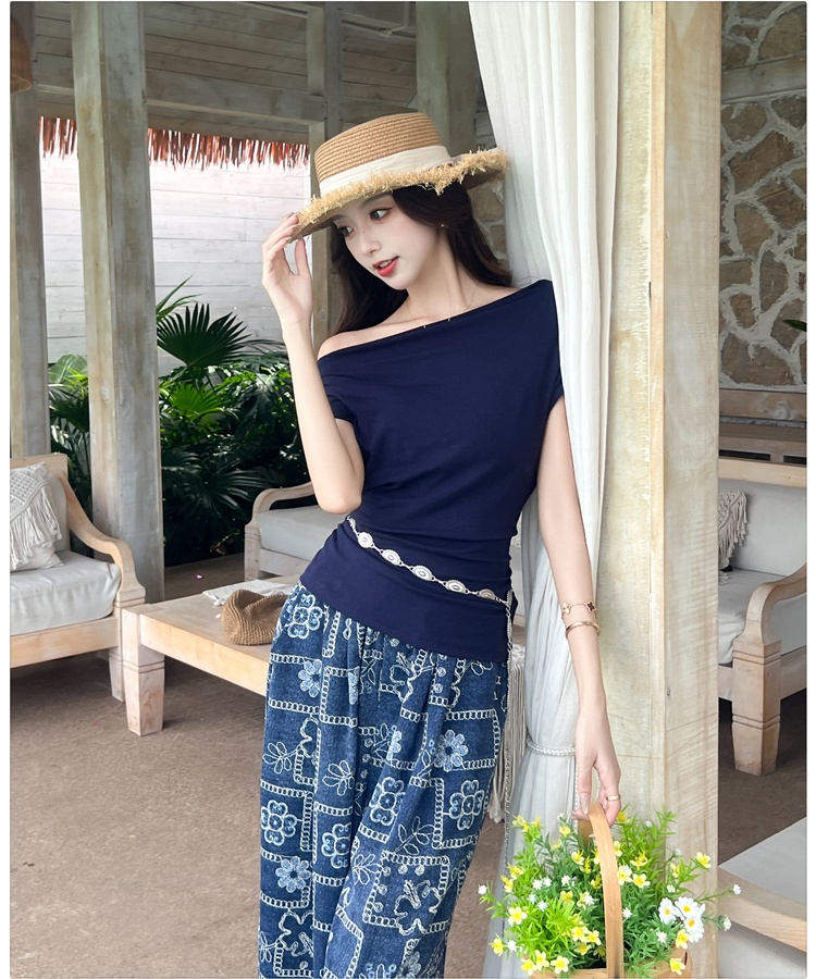 Big skirt simple T-shirt slim long skirt 2pcs set