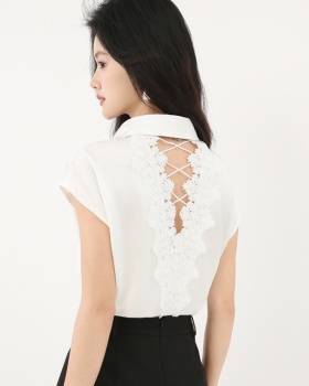 Satin back hollow shirt summer all-match small shirt