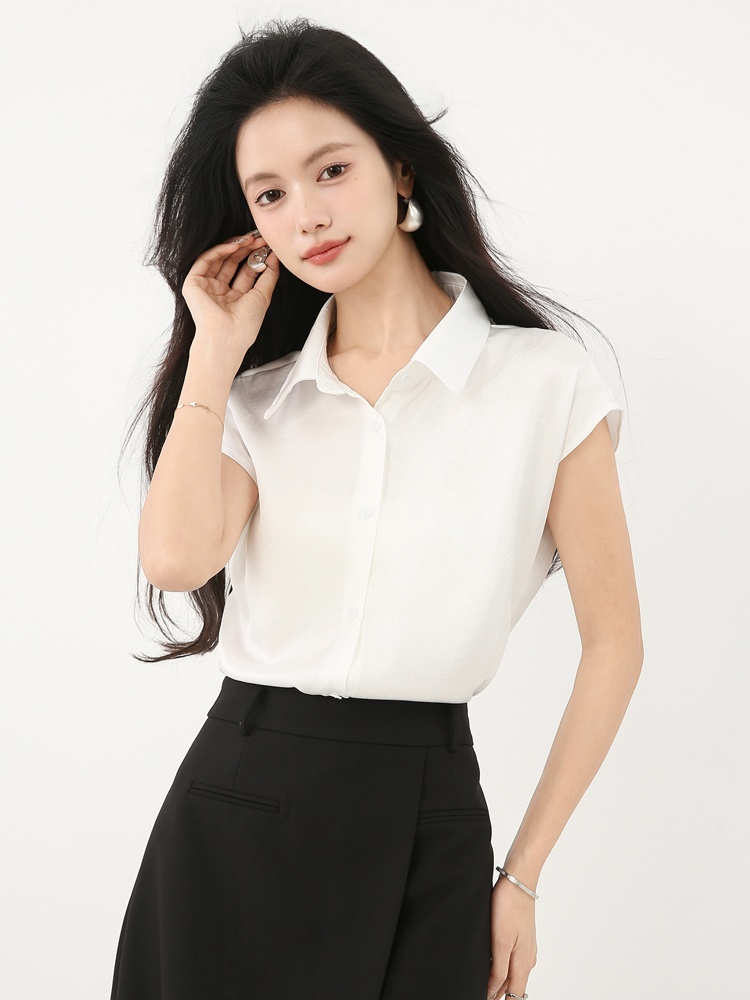 Satin back hollow shirt summer all-match small shirt