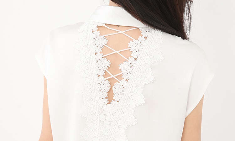 Satin back hollow shirt summer all-match small shirt