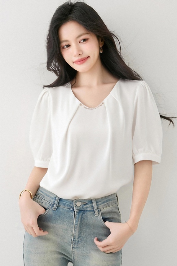 Summer short sleeve tops commuting all-match shirt