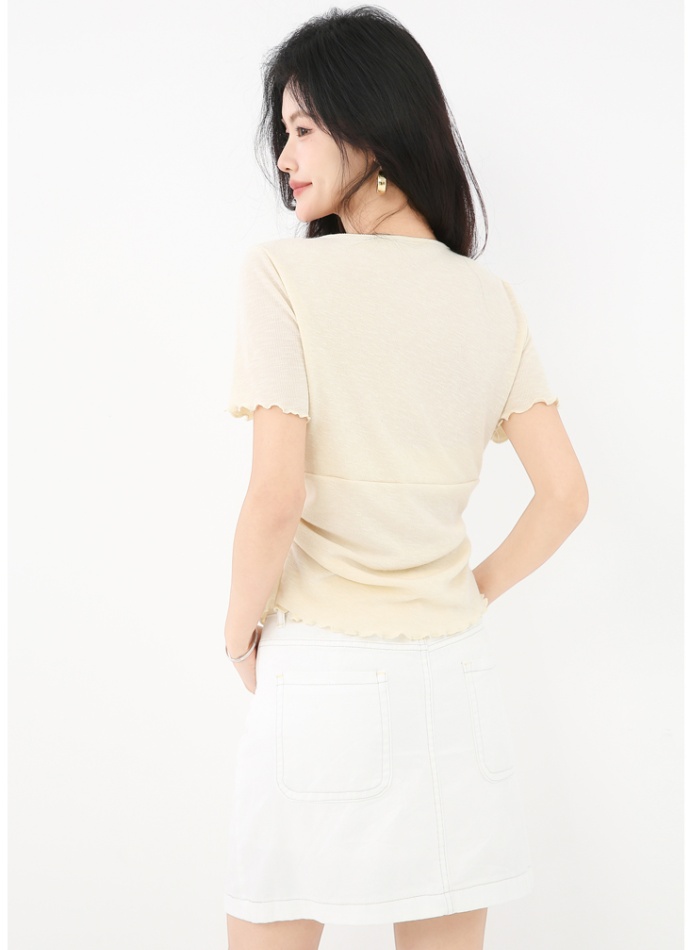 Short sleeve short tops summer wood ear T-shirt for women