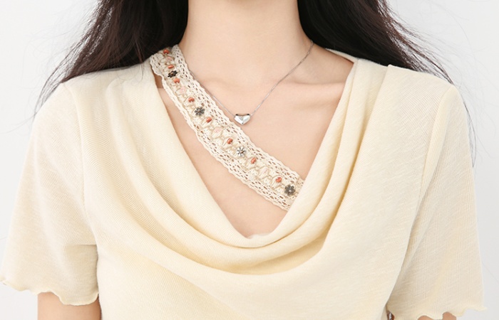 Short sleeve short tops summer wood ear T-shirt for women