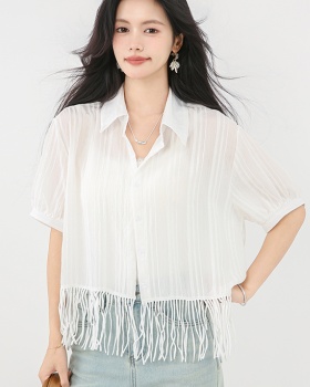 Tassels sunscreen tops thin loose shirt for women