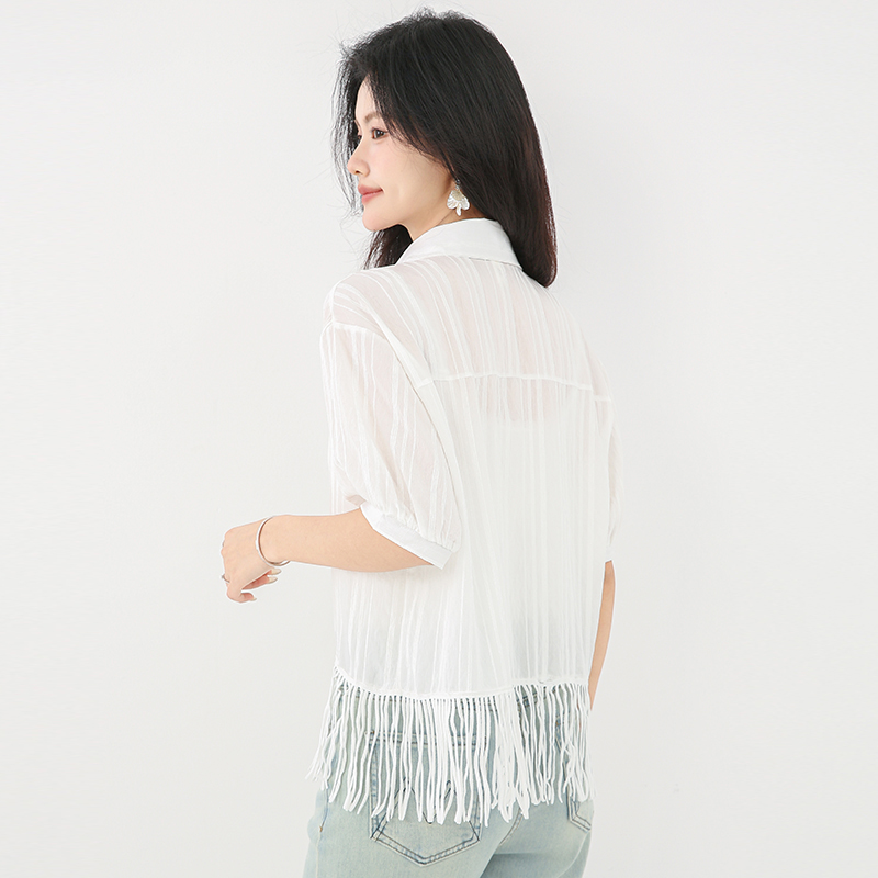 Tassels sunscreen tops thin loose shirt for women