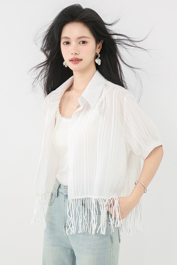 Tassels sunscreen tops thin loose shirt for women