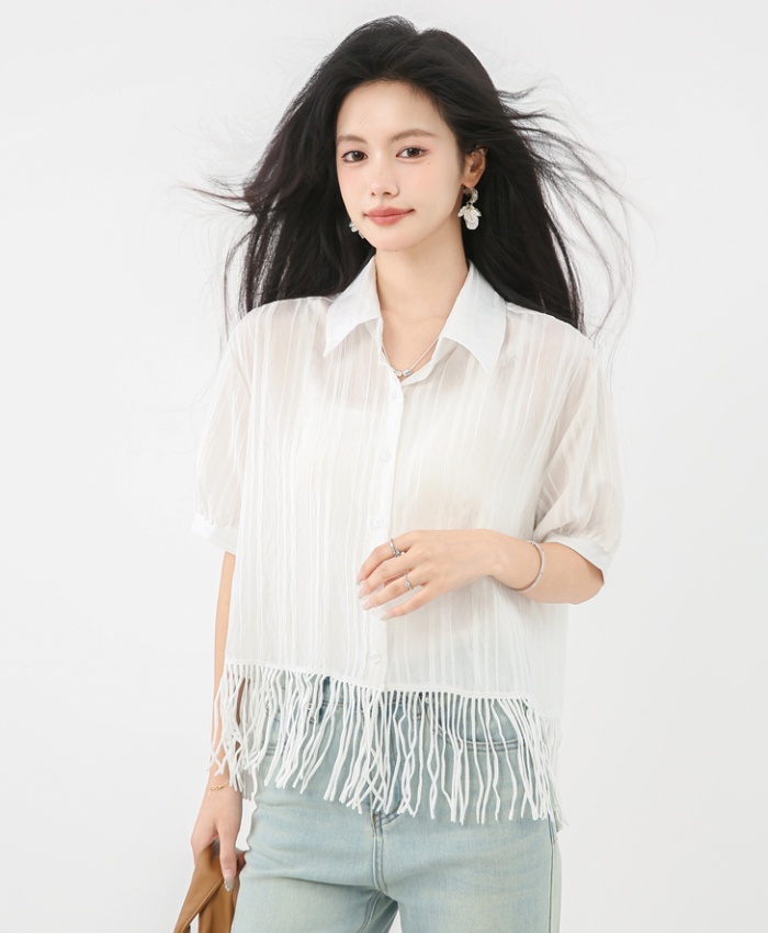 Tassels sunscreen tops thin loose shirt for women