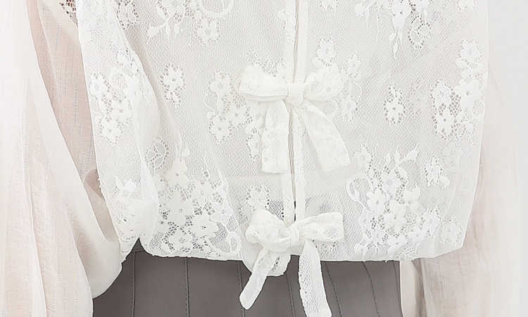 Bow lace thin sunscreen tops summer white France style shirt