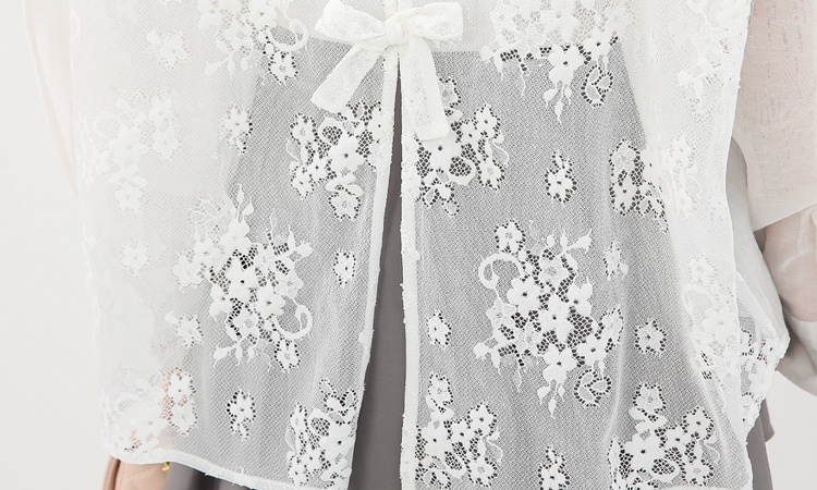 Bow lace thin sunscreen tops summer white France style shirt