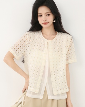 Summer niche tops Pseudo-two shirt for women