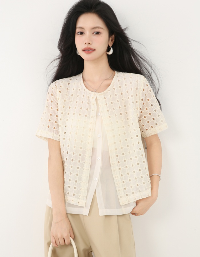 Summer niche tops Pseudo-two shirt for women