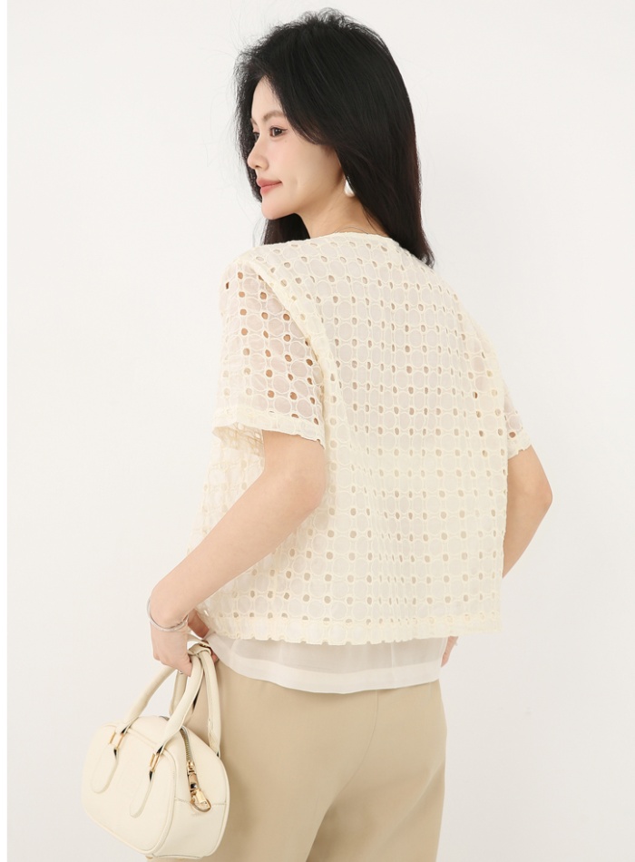 Summer niche tops Pseudo-two shirt for women