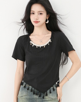 Short sleeve irregular T-shirt Western style tops