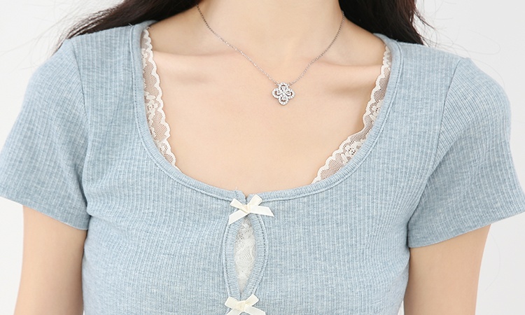 Short sleeve lace short tops Pseudo-two splice T-shirt