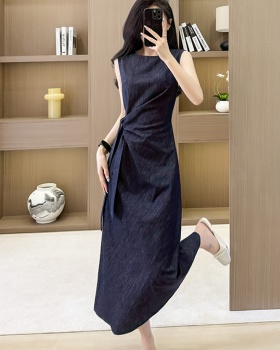 France style summer bandage vest denim slim dress