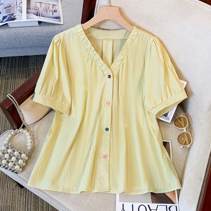 Colors loose slim shirt fat fold tops for women
