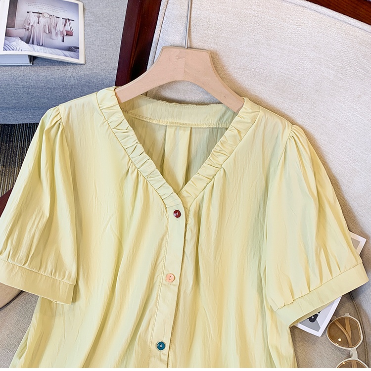 Colors loose slim shirt fat fold tops for women