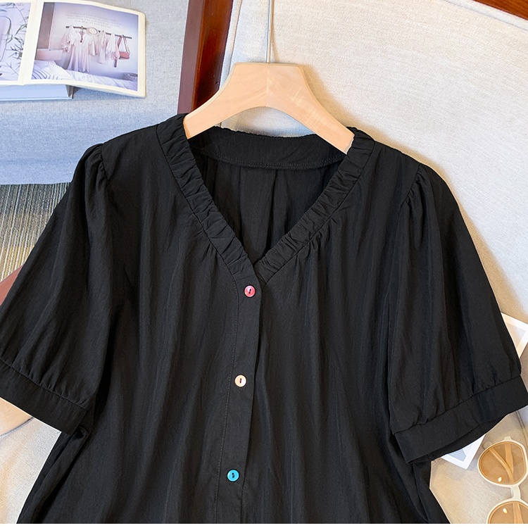 Colors loose slim shirt fat fold tops for women