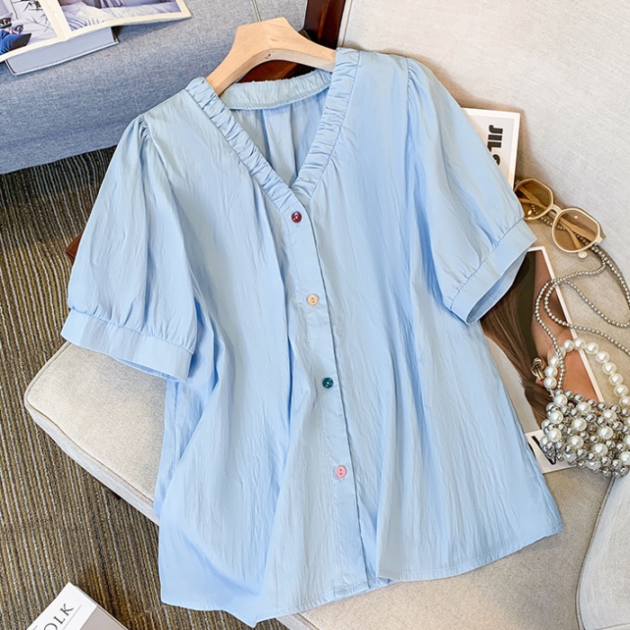 Colors loose slim shirt fat fold tops for women