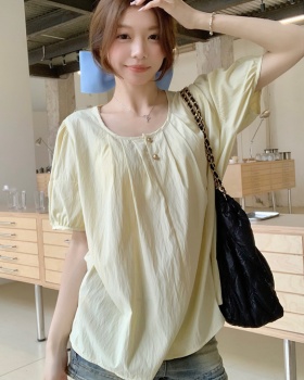 Unique France style shirt puff sleeve tops for women