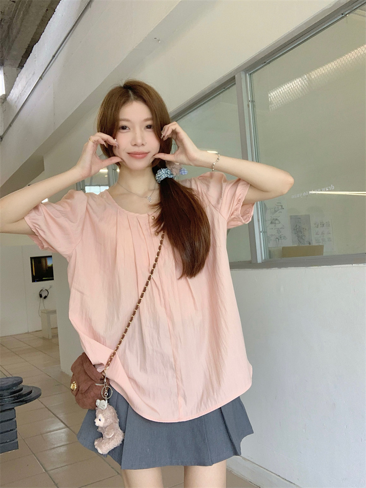 Unique France style shirt puff sleeve tops for women