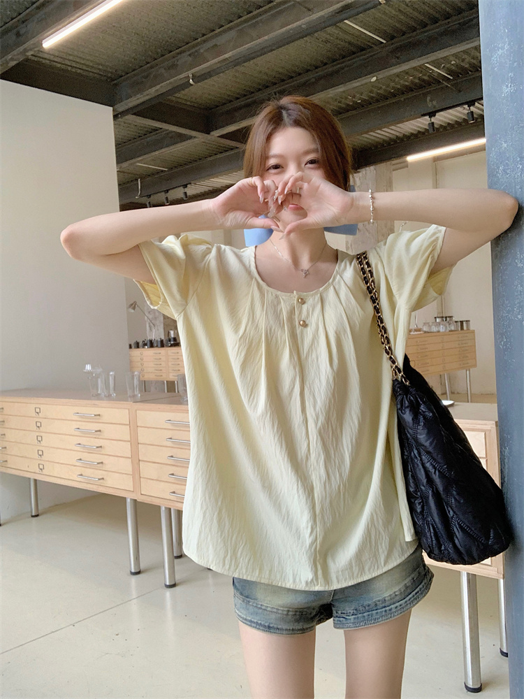 Unique France style shirt puff sleeve tops for women