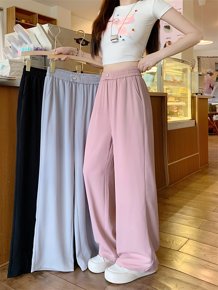Slim casual pants ice silk suit pants for women
