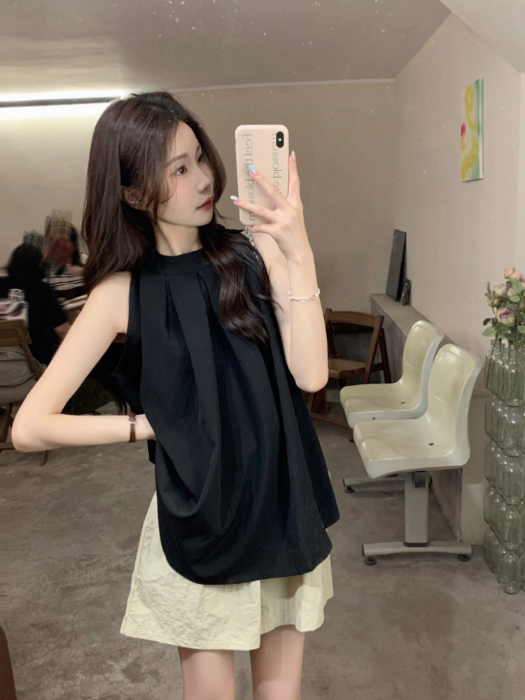 Loose sling refreshing tops sleeveless simple vest