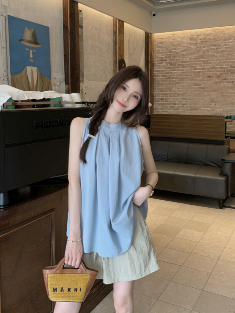 Loose sling refreshing tops sleeveless simple vest