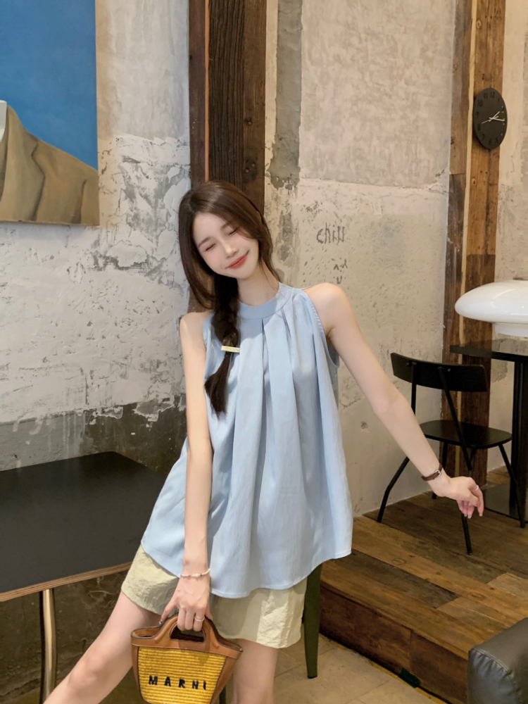 Loose sling refreshing tops sleeveless simple vest