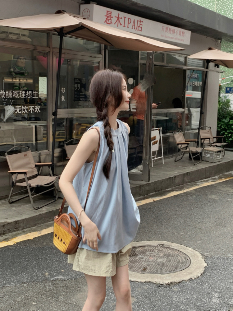 Loose sling refreshing tops sleeveless simple vest