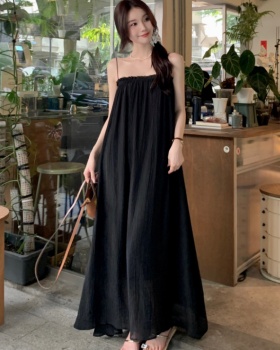 Simple temperament dress France style A-line strap dress