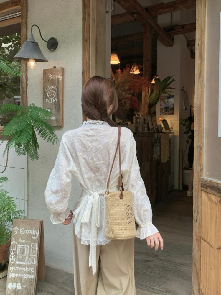 Slim Korean style shirt frenum tops for women