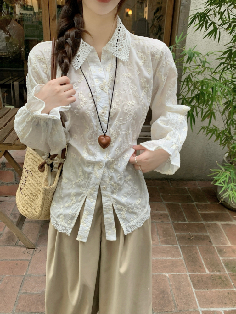 Slim Korean style shirt frenum tops for women