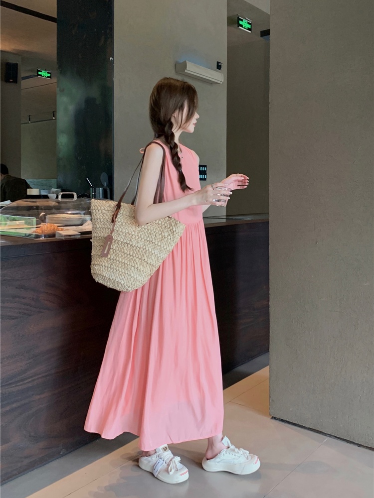Sweet loose sleeveless dress pullover dress for women