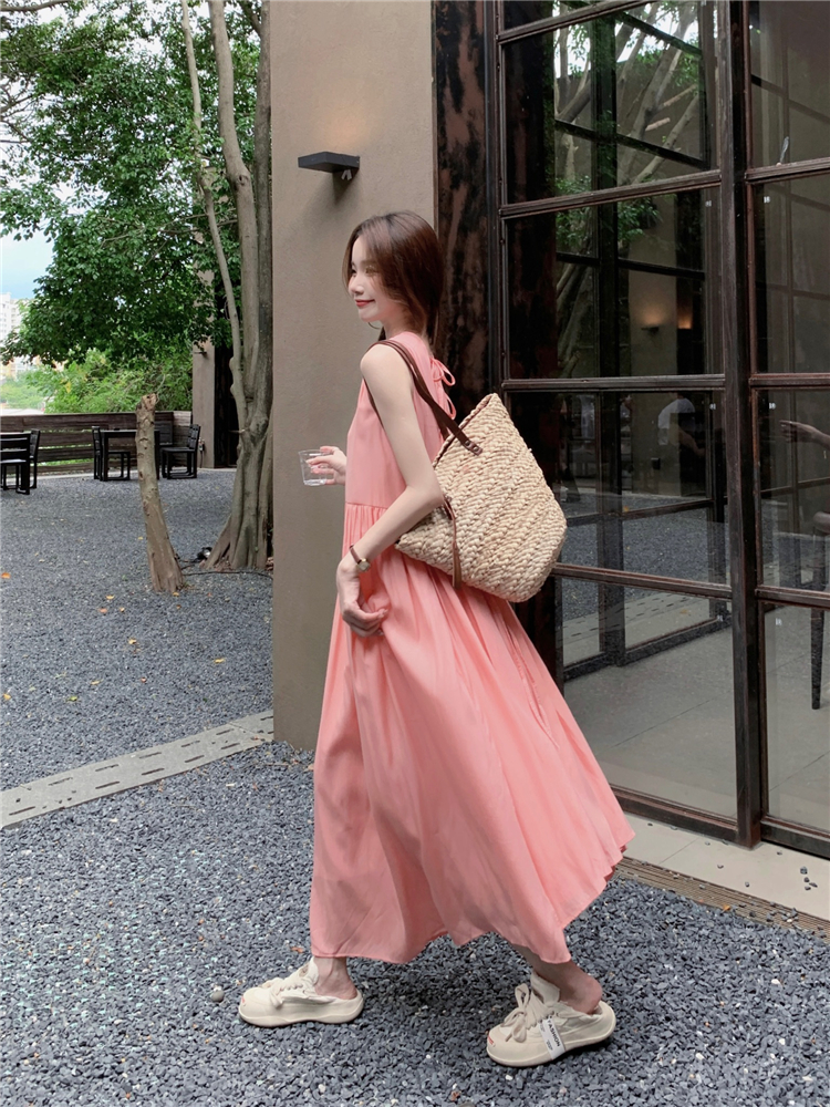 Sweet loose sleeveless dress pullover dress for women