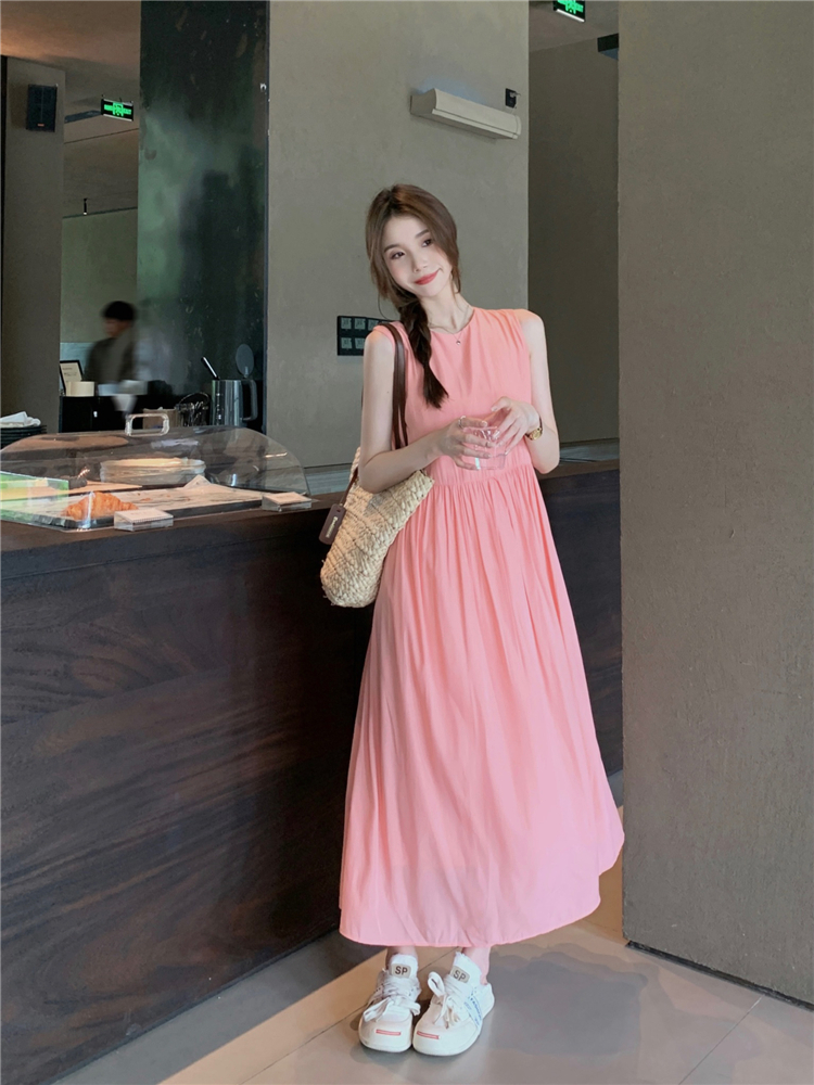 Sweet loose sleeveless dress pullover dress for women