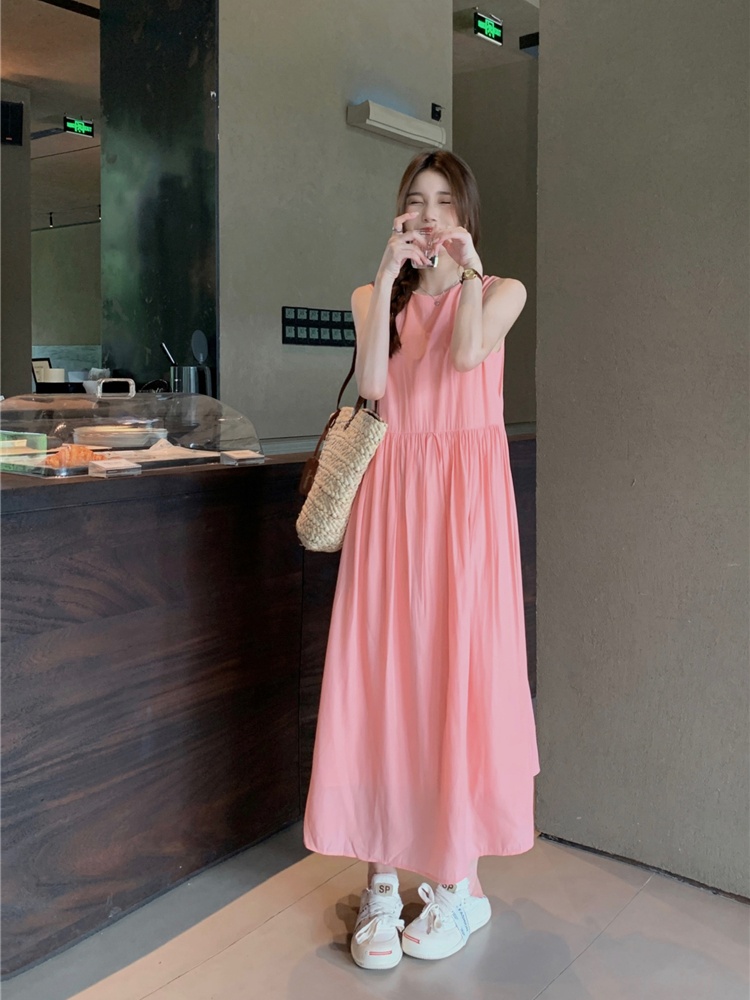 Sweet loose sleeveless dress pullover dress for women
