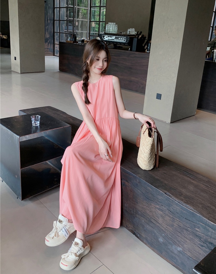 Sweet loose sleeveless dress pullover dress for women